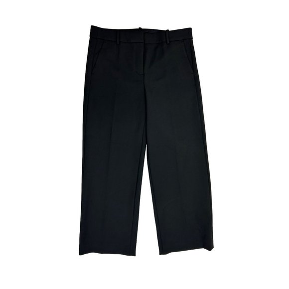 J. Crew Peyton Cropped Wide Leg Trouser Pants Black J5677